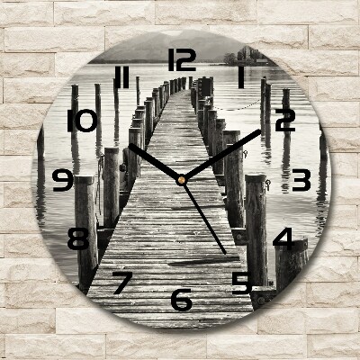 Round wall clock Wooden pier