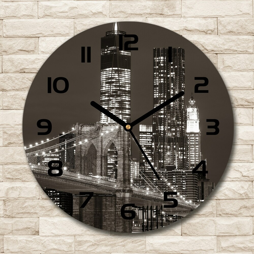 Round glass wall clock Manhattan New York