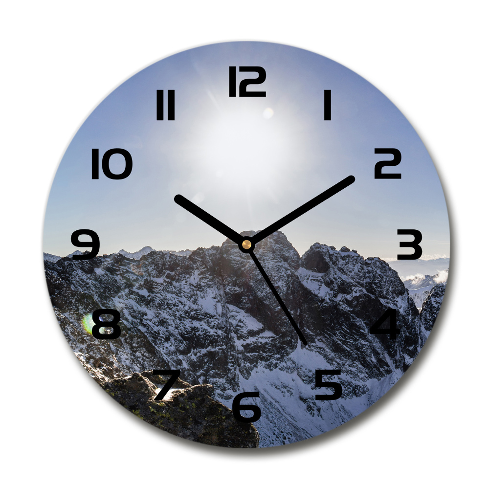 Round glass wall clock Winter in the Tatra Mountains