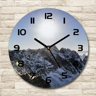 Round glass wall clock Winter in the Tatra Mountains