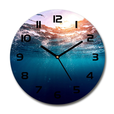 Round glass clock Underwater world