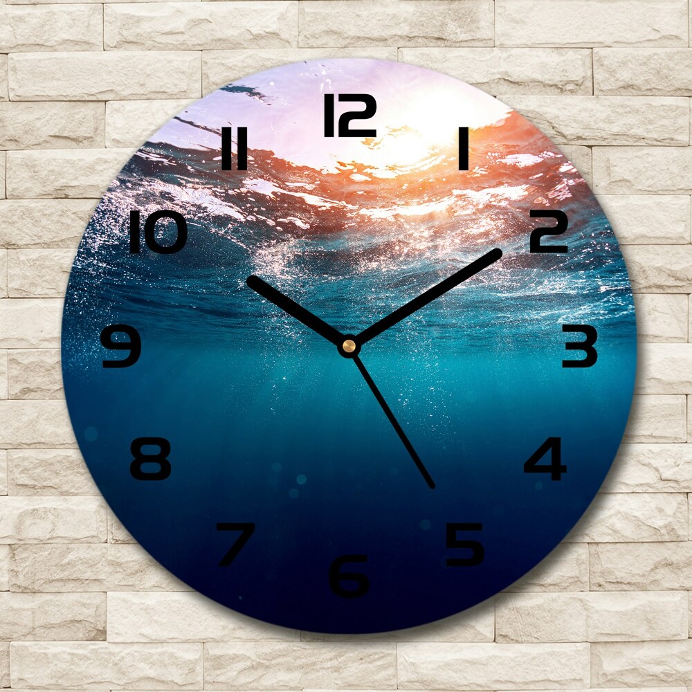 Round glass clock Underwater world