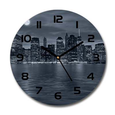 Round wall clock New York at night