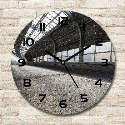 Round glass wall clock Road in the tunnel