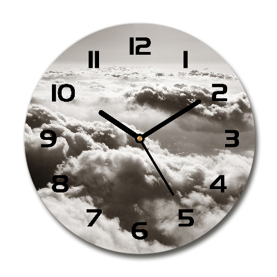 Round glass wall clock Bird's flight clouds