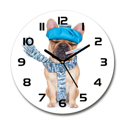 Round wall clock Sick dog