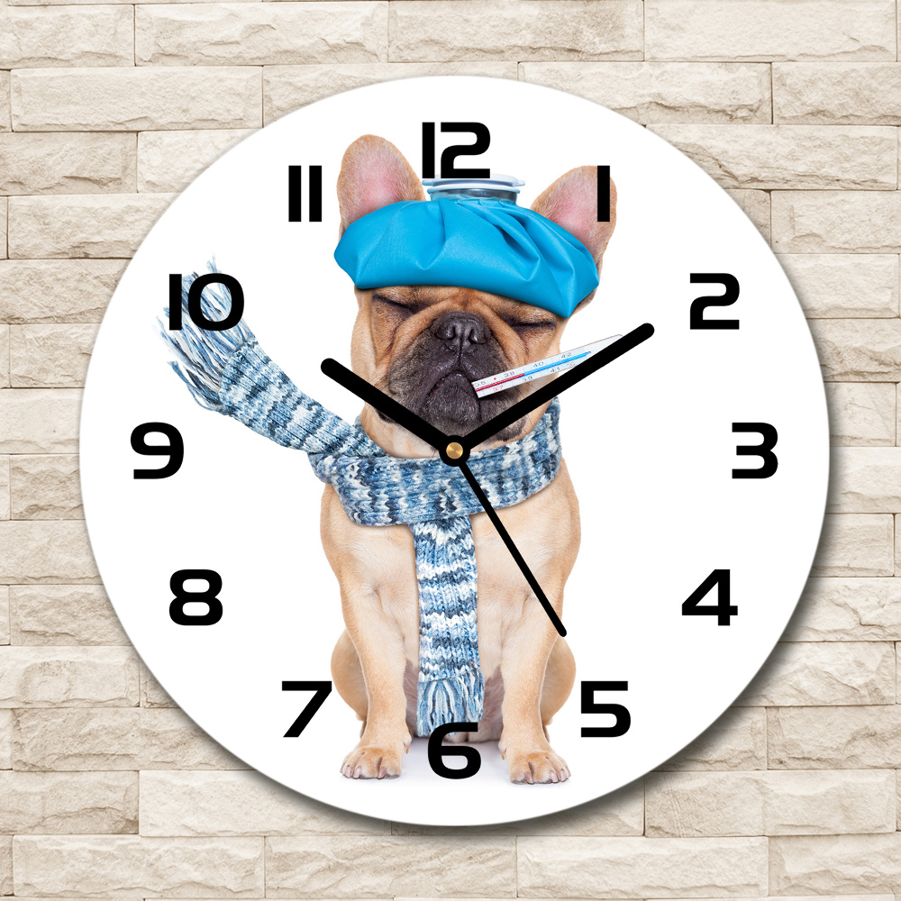 Round wall clock Sick dog