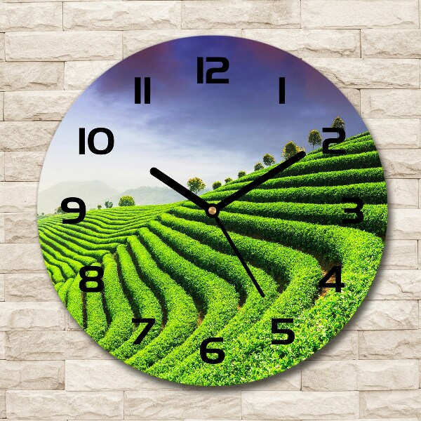 Round wall clock Tea plantation