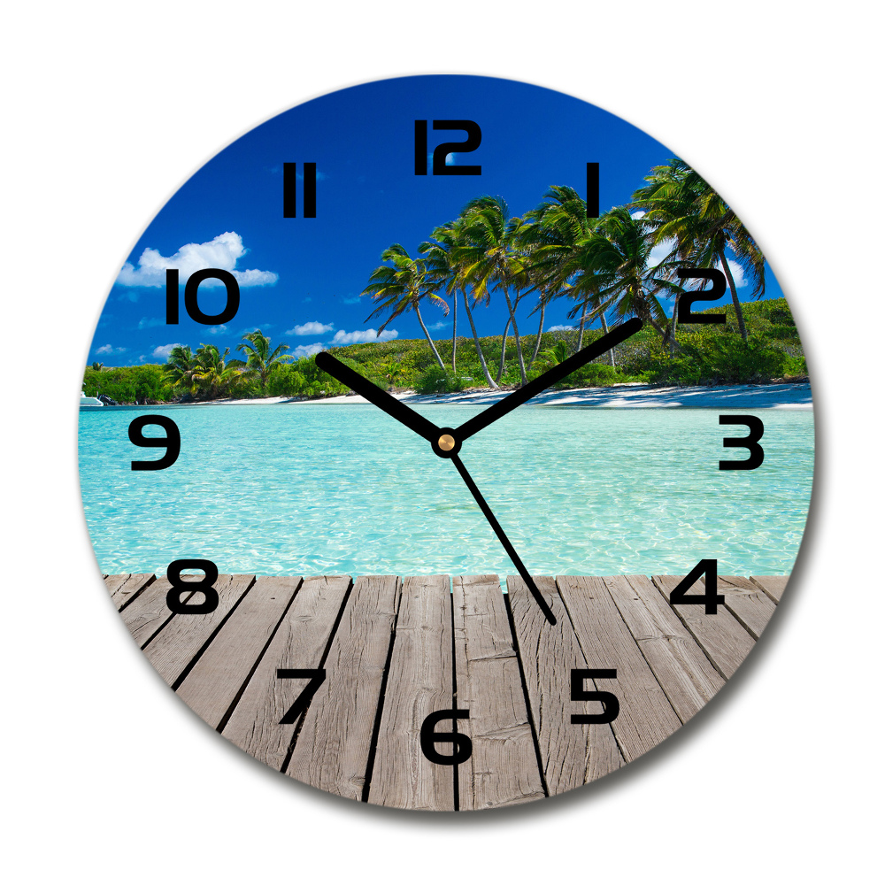 Round wall clock Tropical beach