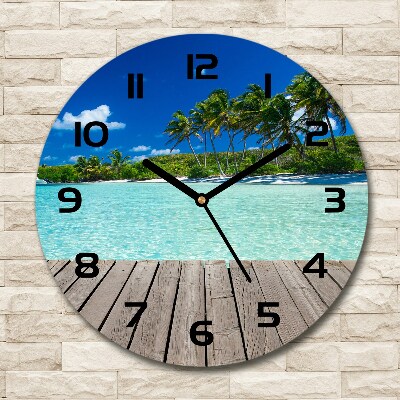 Round wall clock Tropical beach