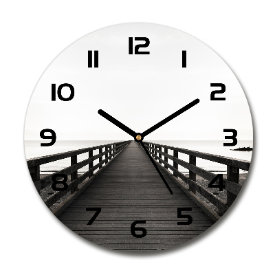 Round wall clock Wooden pier