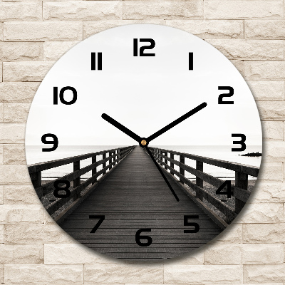 Round wall clock Wooden pier