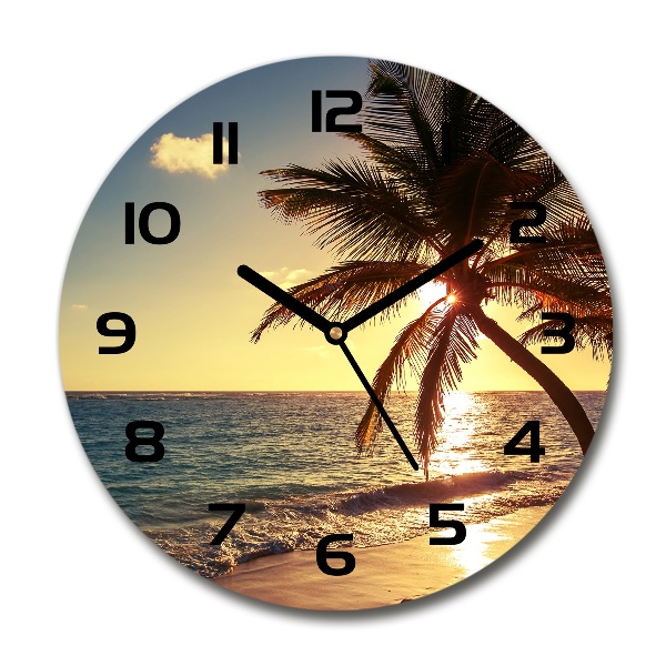 Round wall clock Tropical beach