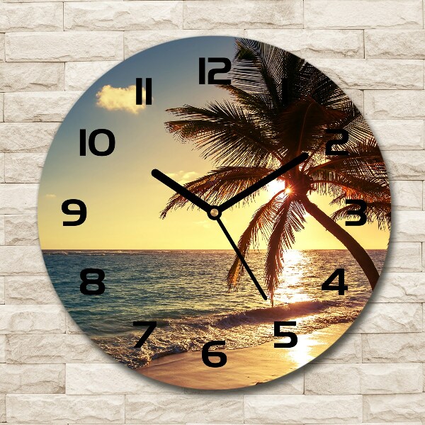 Round wall clock Tropical beach