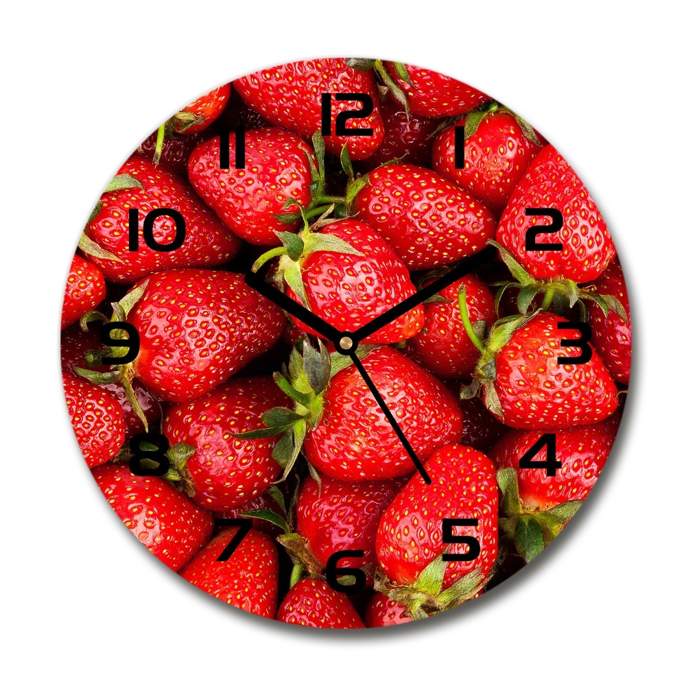 Round clock glass Strawberries