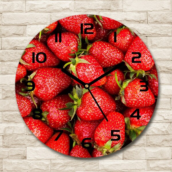 Round clock glass Strawberries