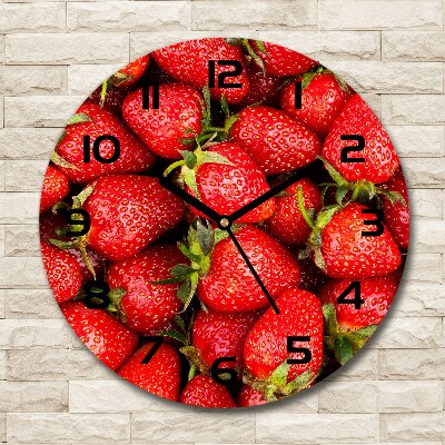 Round clock glass Strawberries