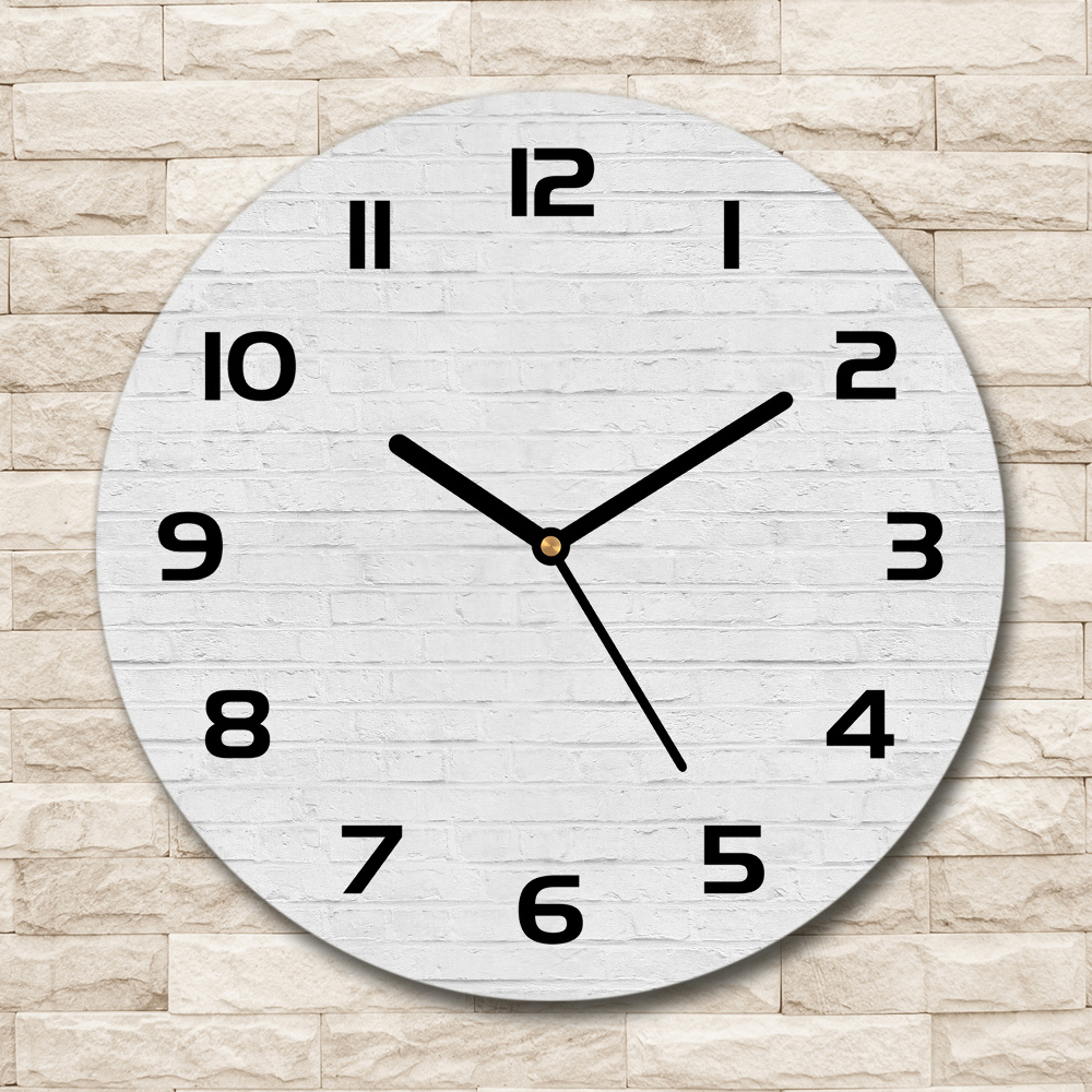 Round glass wall clock Brick wall