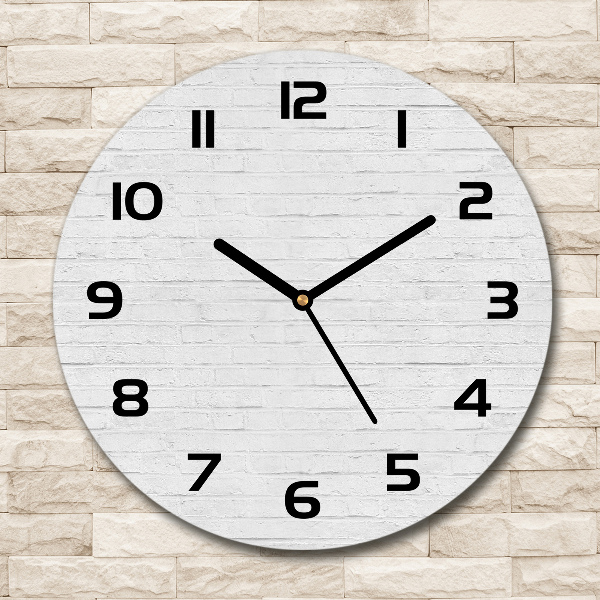 Round glass wall clock Brick wall