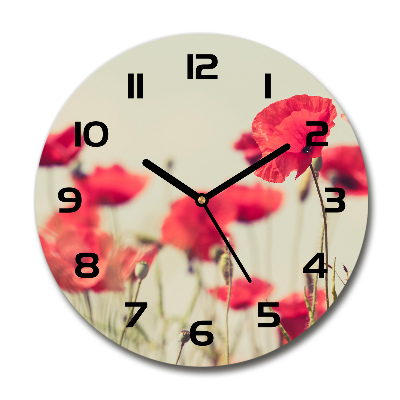 Round wall clock Field poppies