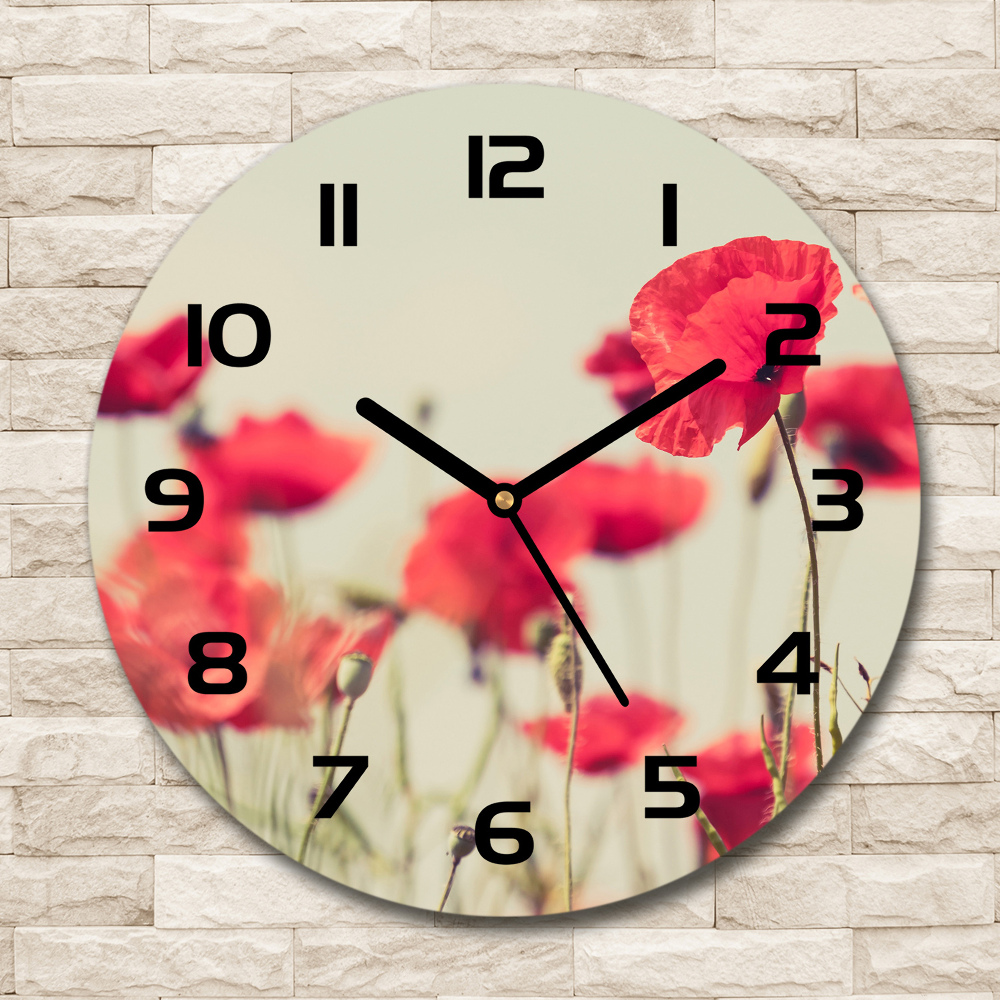 Round wall clock Field poppies