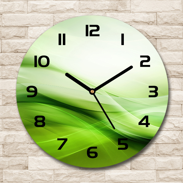 Round wall clock Green waves