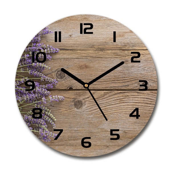 Round wall clock Lavender on wood