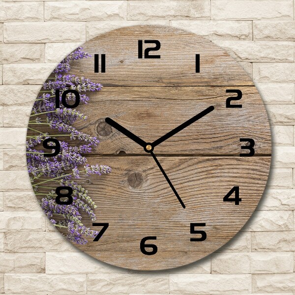 Round wall clock Lavender on wood