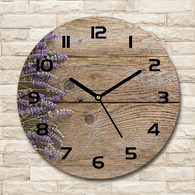 Round wall clock Lavender on wood