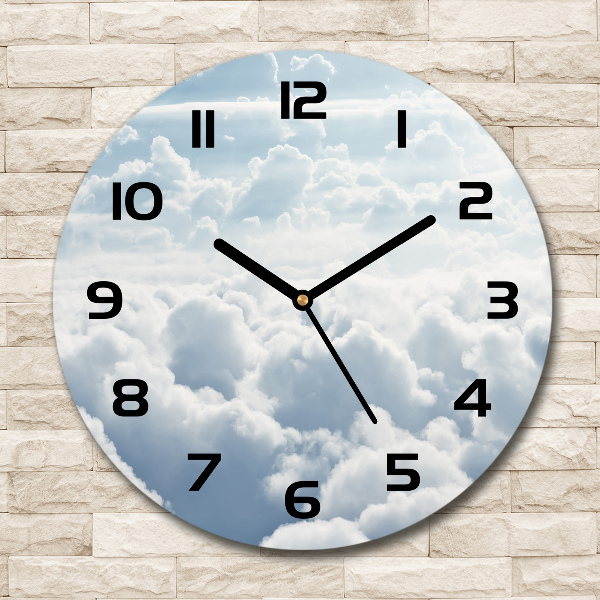 Round wall clock Bird's flight clouds