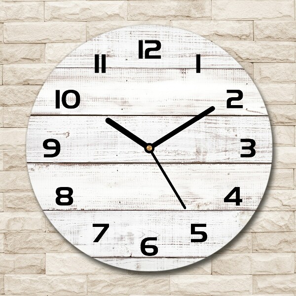 Round glass wall clock Wooden wall