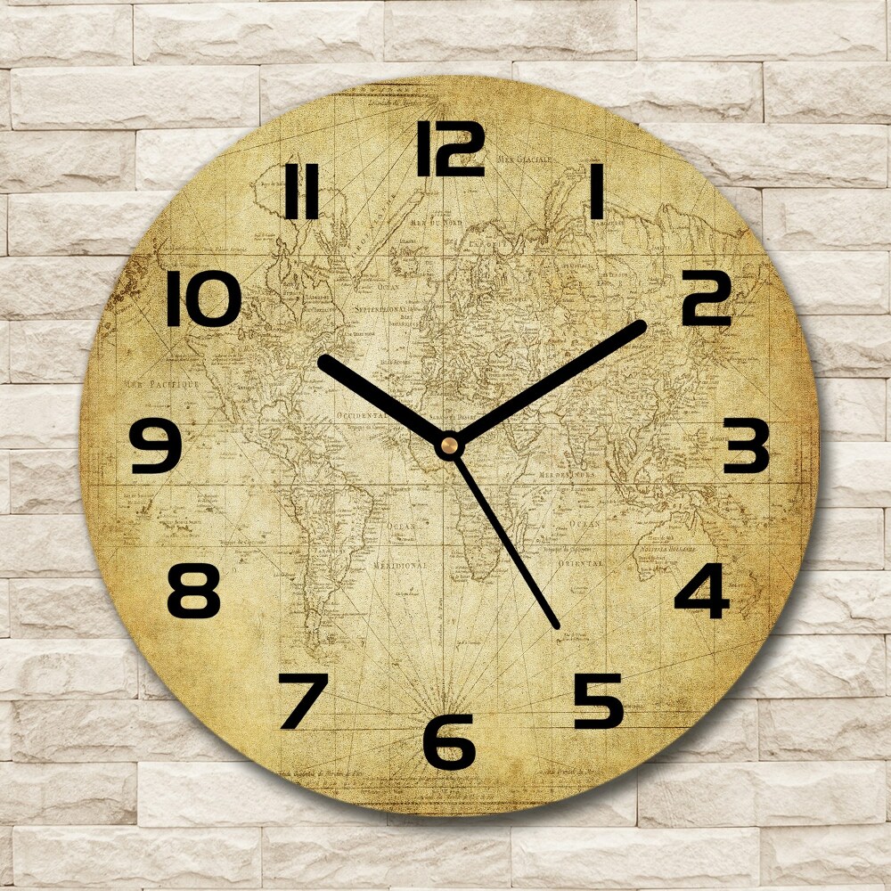 Round wall clock Old map of the world