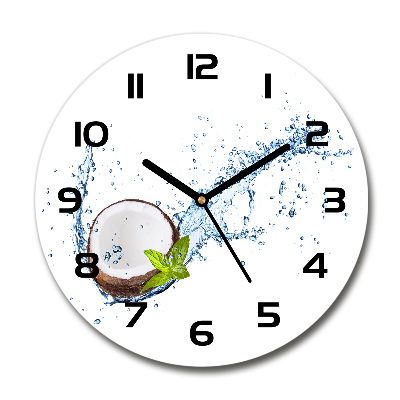 Round glass wall clock Coconut and water