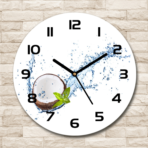 Round glass wall clock Coconut and water