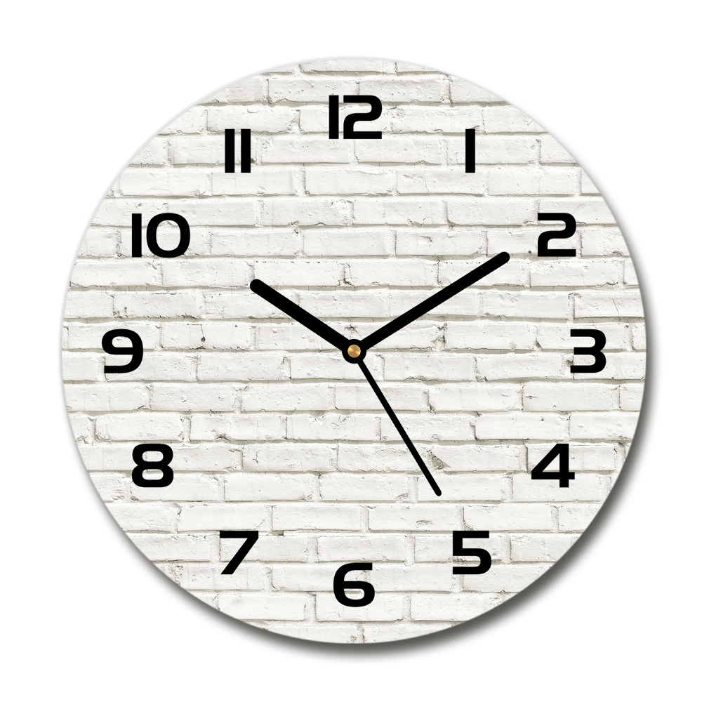 Round glass clock Brick wall