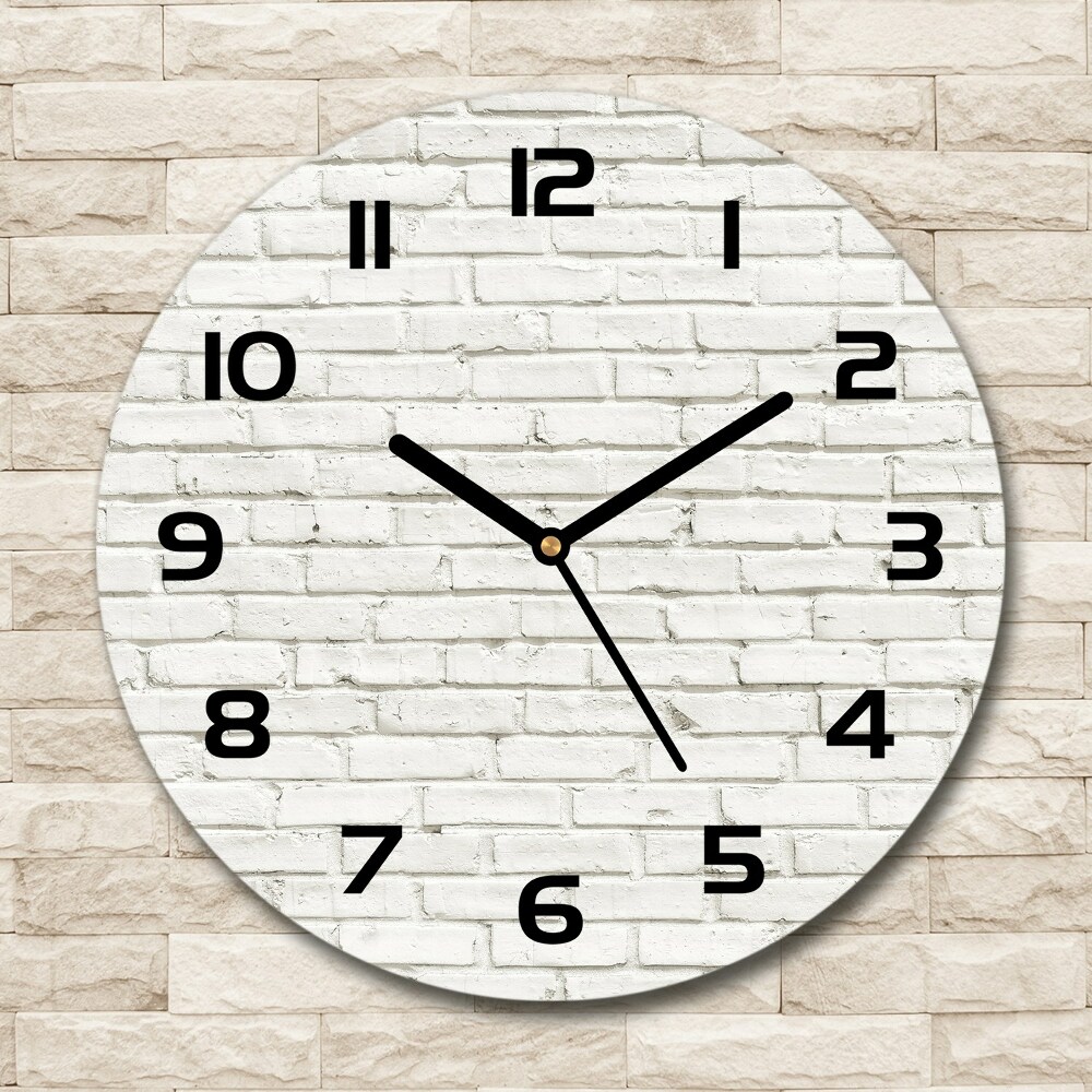 Round glass clock Brick wall