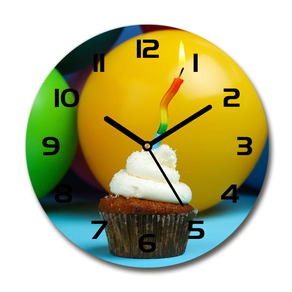 Round wall clock Birthday cupcake