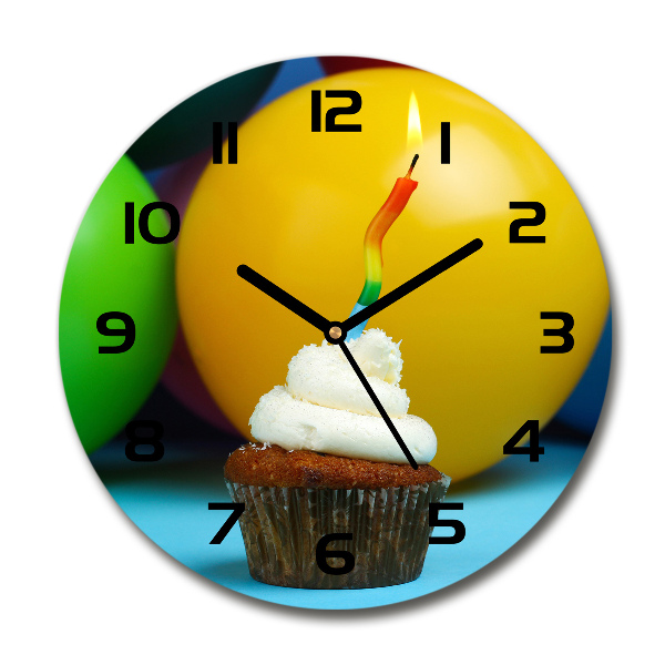 Round wall clock Birthday cupcake