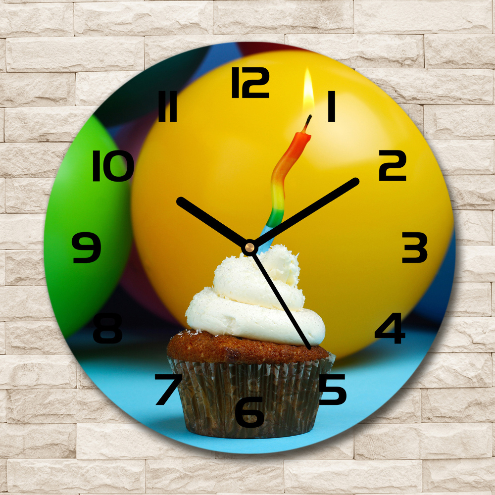 Round wall clock Birthday cupcake