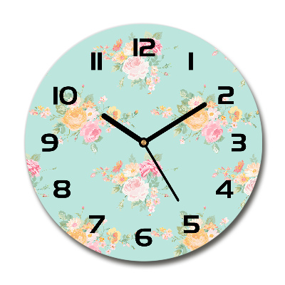 Round wall clock Floral pattern