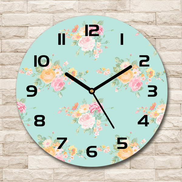 Round wall clock Floral pattern