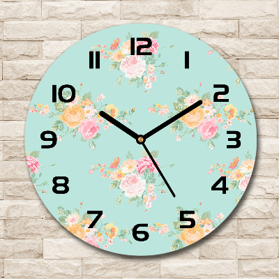 Round wall clock Floral pattern