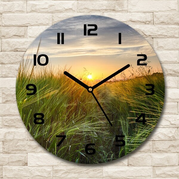 Round wall clock Wheat field