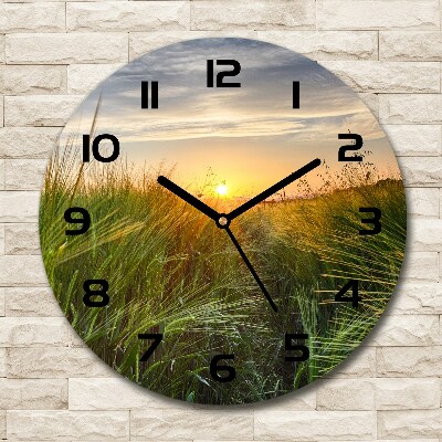 Round wall clock Wheat field