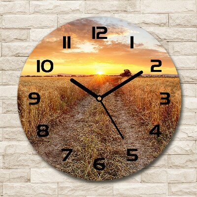 Round wall clock Wheat field