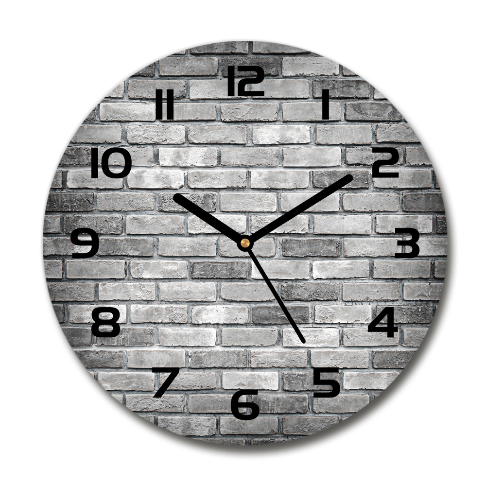 Round glass clock Brick wall