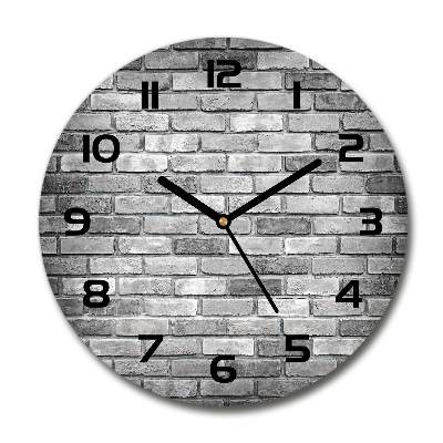 Round glass clock Brick wall