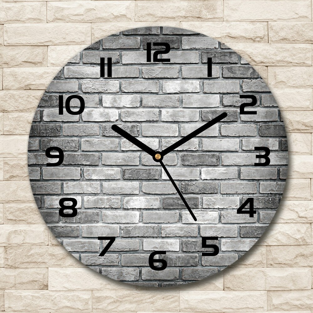 Round glass clock Brick wall