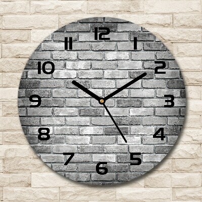 Round glass clock Brick wall