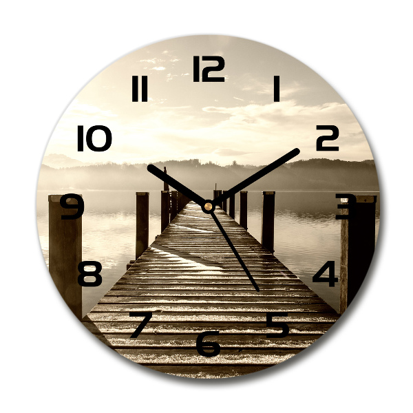 Round wall clock Wooden pier